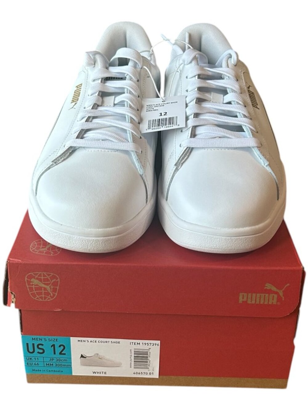 PUMA Men's Ace Court Shoe White Size 12
